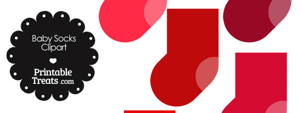 Baby Socks Clipart in Shades of Red