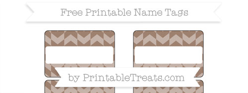 Free Beaver Brown Herringbone Pattern Simple Name Tags — Printable ...