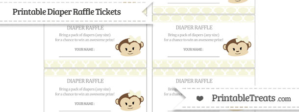 Free Beige Moroccan Tile Girl Monkey Diaper Raffle Tickets — Printable ...