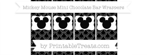 Free Black Fish Scale Pattern Mickey Mouse Mini Chocolate Bar Wrappers 