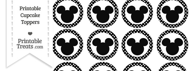 Free Black Polka Dot Mickey Mouse Cupcake Toppers Free Black Polka Dot Mickey Mouse Cupcake Toppers