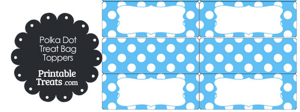 Blue and White Polka Dot Treat Bag Toppers