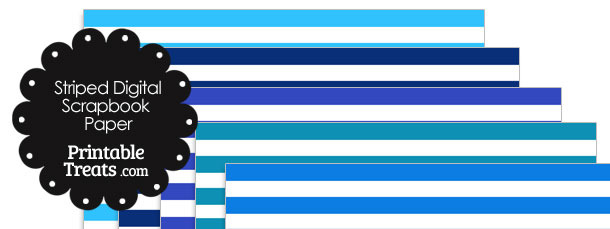 Blue and White Striped Digital Scrapbook Paper