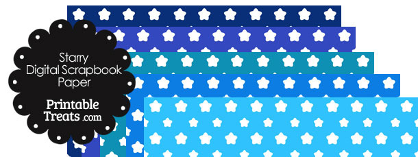 Blue Background Star Digital Scrapbook Paper