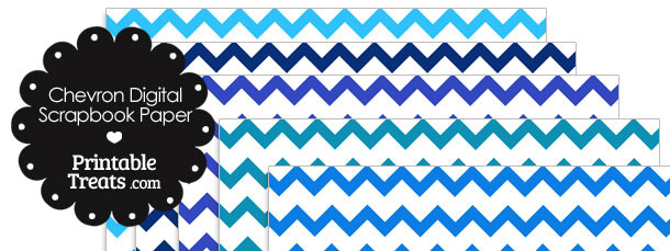 Blue Chevron Digital Scrapbook Paper