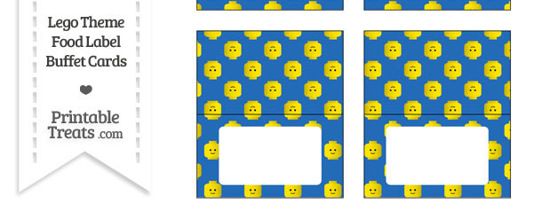 Blue Lego Theme Food Label Buffet Cards