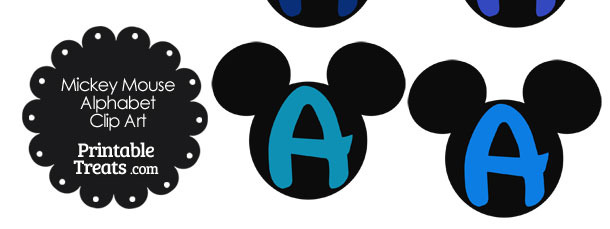 Blue Mickey Mouse Head Letter A Clipart