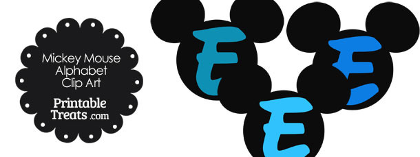 Blue Mickey Mouse Head Letter E Clipart