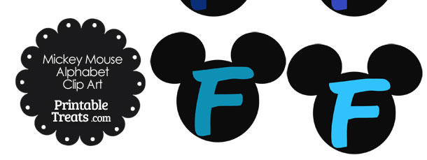 Blue Mickey Mouse Head Letter F Clipart