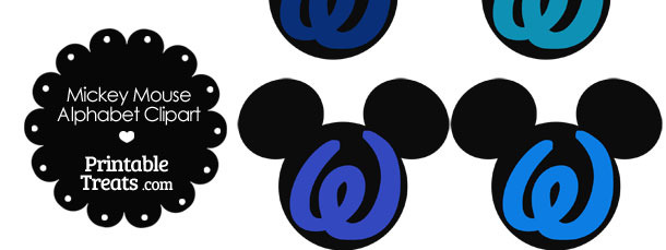 Blue Mickey Mouse Head Letter W Clipart