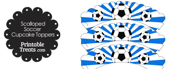 Blue Scalloped Sunburst Soccer Cupcake Wrappers