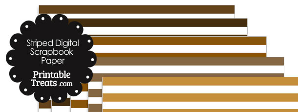 Brown and White Striped Digital Scrapbook Paper