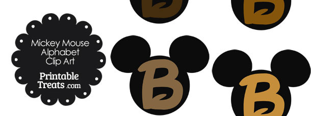 Brown Mickey Mouse Head Letter B Clipart