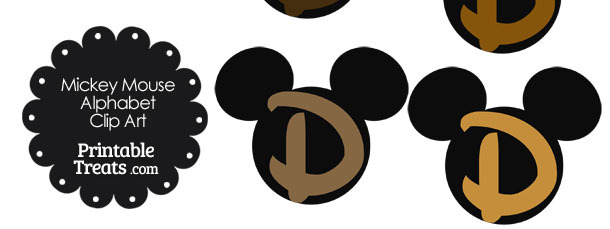 Brown Mickey Mouse Head Letter D Clipart