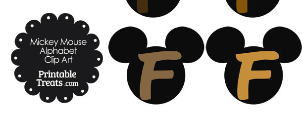Brown Mickey Mouse Head Letter F Clipart