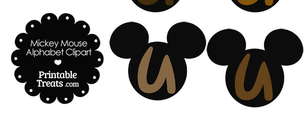 Brown Mickey Mouse Head Letter U Clipart