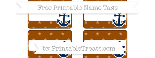 Free Brown Star Pattern Nautical Name Tags — Printable Treats.com