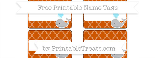Free Burnt Orange Moroccan Tile Whale Name Tags — Printable Treats.com