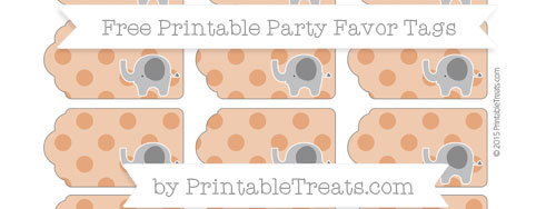 Burnt Orange Polka Dot Elephant Party Favor Tags — Printable Treats.com