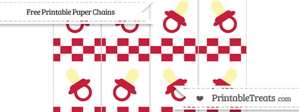 Cardinal Red Checker Pattern Baby Pacifier Paper Chains — Printable ...