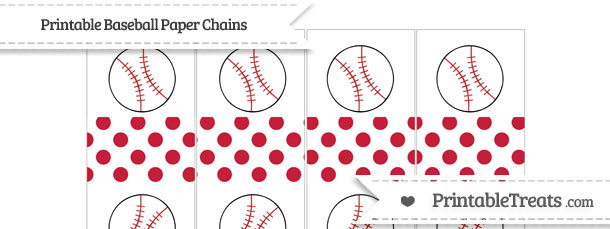Free Cardinal Red Dotted Pattern Baseball Paper Chains — Printable ...