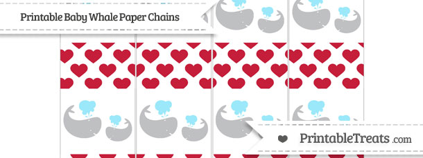 Free Cardinal Red Heart Pattern Baby Whale Paper Chains — Printable ...