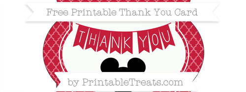 Cardinal Red Moroccan Tile Mickey Mouse Thank You Card — Printable ...