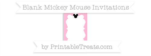 Free Carnation Pink Thin Striped Pattern Blank Mickey Mouse Invitation ...