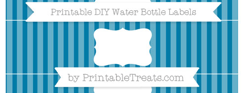 Cerulean Blue Striped DIY Water Bottle Labels — Printable Treats.com
