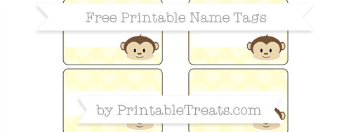 Free Cream Heart Pattern Boy Monkey Name Tags — Printable Treats.com
