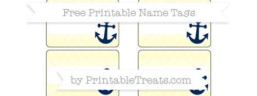 Free Cream Herringbone Pattern Nautical Name Tags — Printable Treats.com
