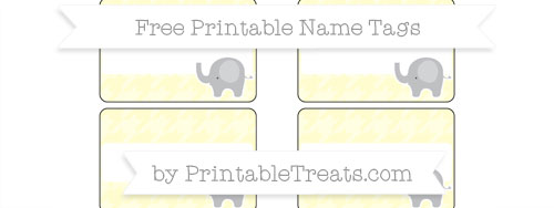 free cream houndstooth pattern elephant name tags printable treatscom