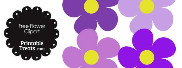 Cute Flower Clipart in Shades of Purple