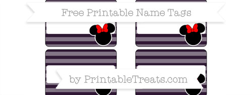 free dark purple horizontal striped minnie mouse name tags