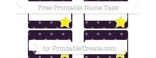 Free Dark Purple Star Pattern Star Name Tags — Printable Treats.com