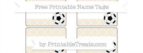 Free Eggshell Moroccan Tile Soccer Name Tags — Printable Treats.com