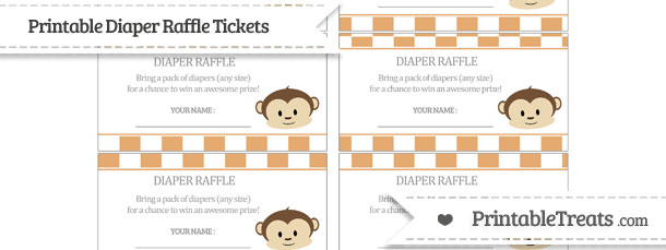 Free Fawn Checker Pattern Boy Monkey Diaper Raffle Tickets — Printable ...