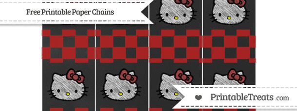 Fire Brick Red Checker Pattern Chalk Style Hello Kitty Paper Chains ...