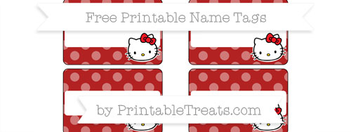 free fire brick red dotted pattern hello kitty name tags printable