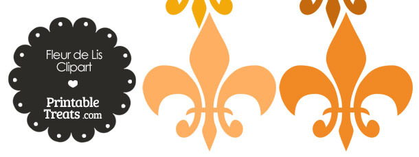 Fleur de Lis Clipart in Shades of Orange