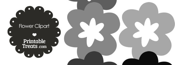 Flower Clipart in Shades of Grey