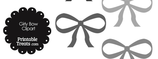Girly Bow Clipart in Shades of Grey