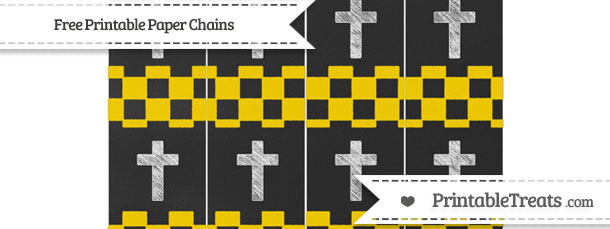 Gold Checker Pattern Chalk Style Cross Paper Chains — Printable Treats.com