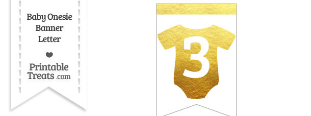 Gold Foil Baby Onesie Bunting Banner Number 3