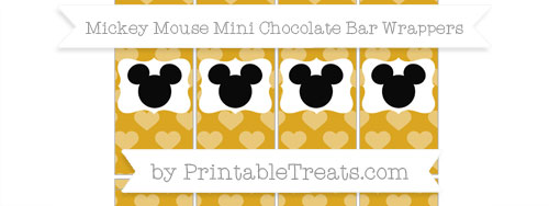 Free Gold Heart Pattern Mickey Mouse Mini Chocolate Bar Wrappers 