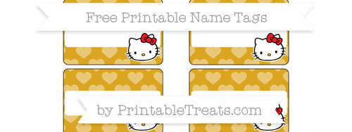 Free Goldenrod Heart Pattern Hello Kitty Name Tags Printable Treats