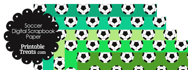 Green Background Soccer Digital Scrapbook Paper