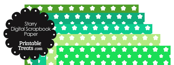 Green Background Star Digital Scrapbook Paper