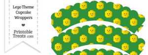 Green Lego Theme Scalloped Cupcake Wrappers — Printable Treats.com