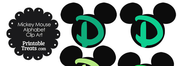 Green Mickey Mouse Head Letter D Clipart